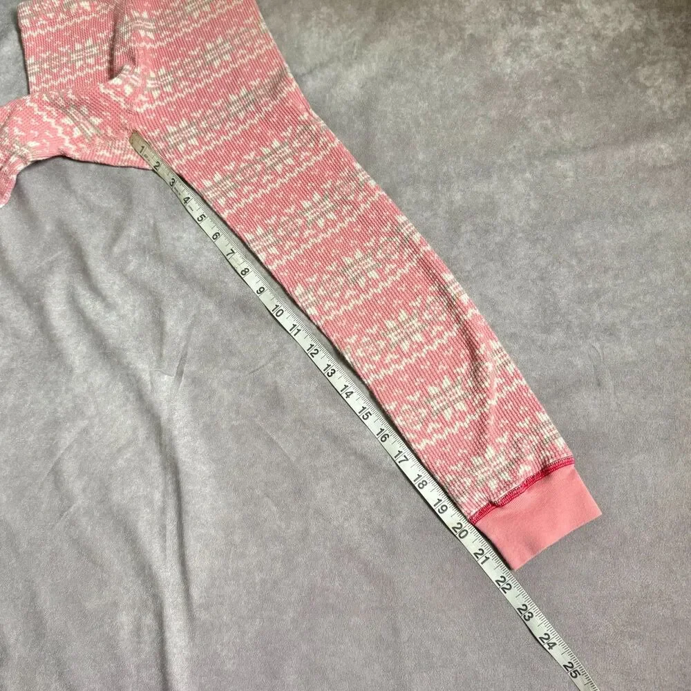 Hanna Andersson pajama set girls 130/8 pink fair isle waffle knit organic cotton